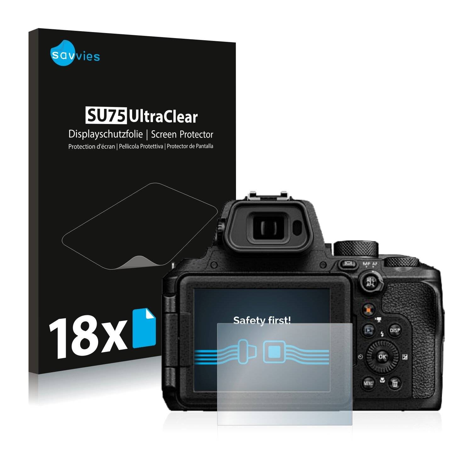 18x Savvies SU75 Displayschutzfolie für Nikon Coolpix