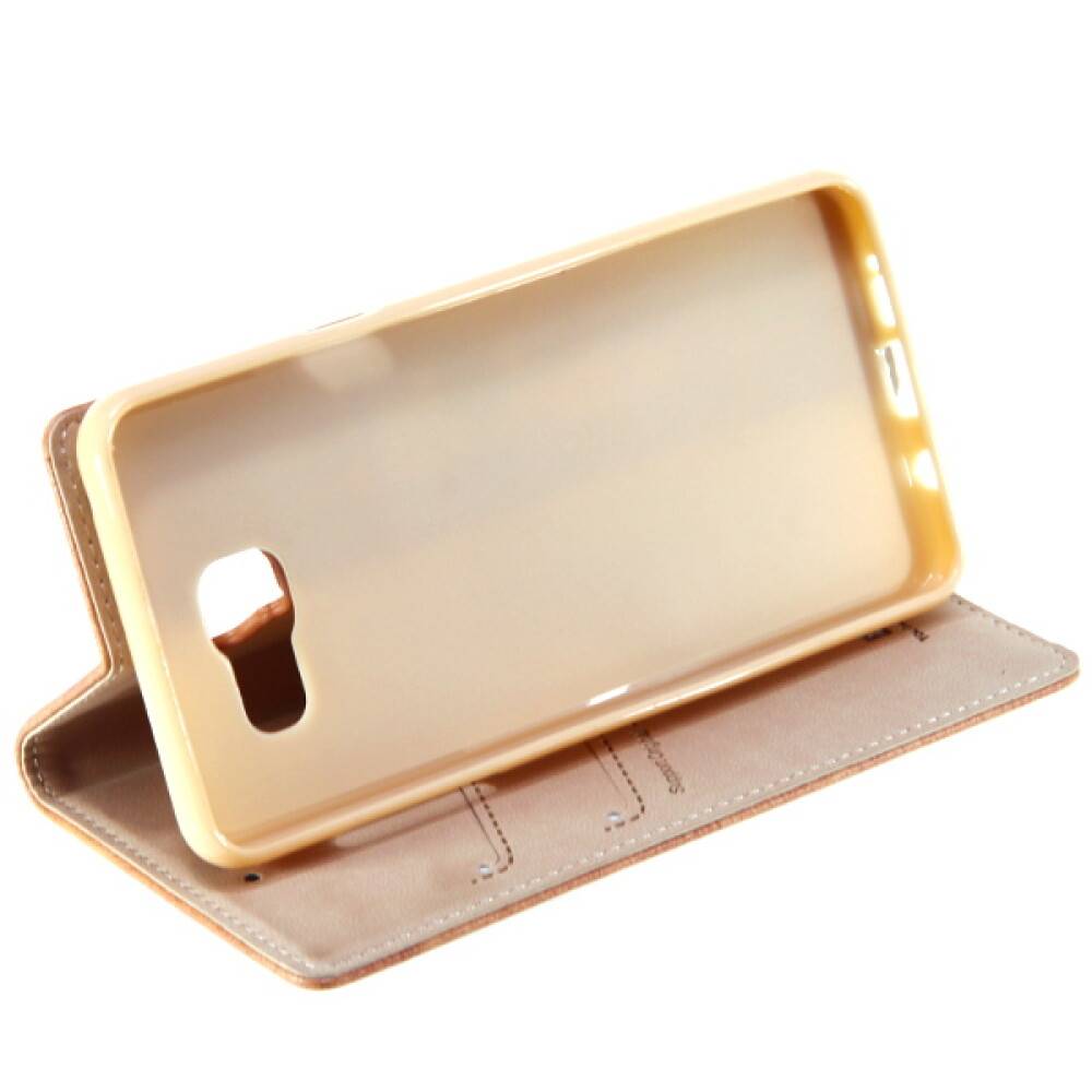 Book Case Handyhülle für Samsung Galaxy A5 2016 Gold Schutz Tasche