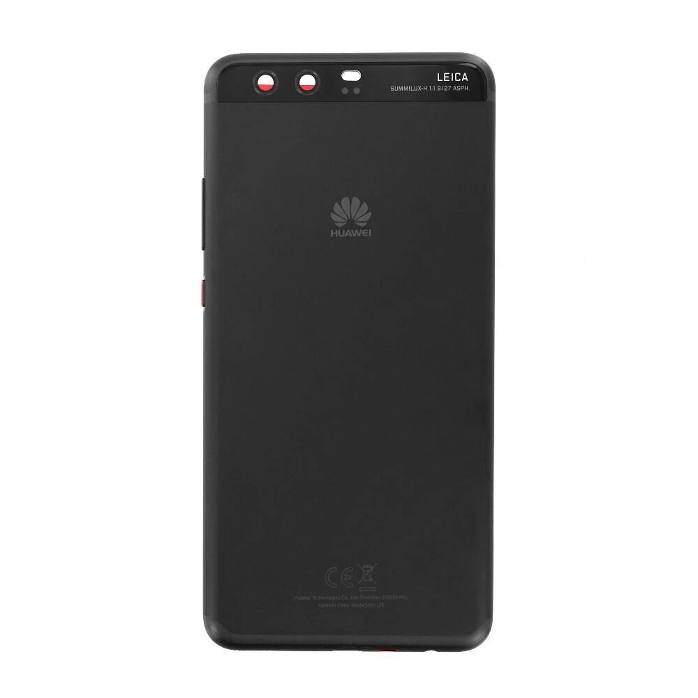 Rückansicht eines schwarzen Huawei-Smartphones mit Dual-Rückkameras, Leica-Branding und Huawei-Logo auf weißem Hintergrund.