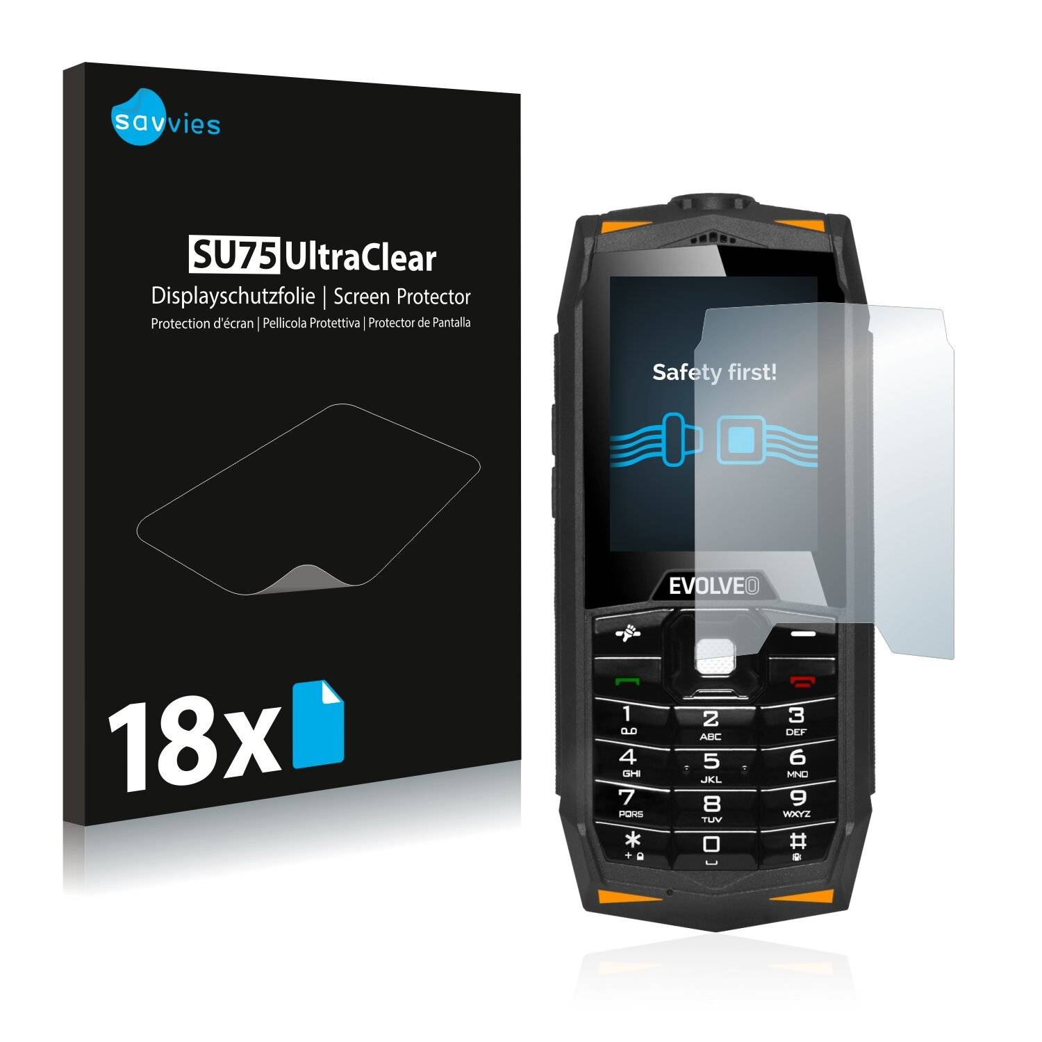 18x Savvies SU75 Displayschutzfolie für Evolveo Strongphone