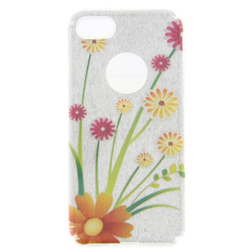 Silikonhülle Handyhülle für iPhone 7 Glitzer-Blumenmuster Rosa Schutz Case