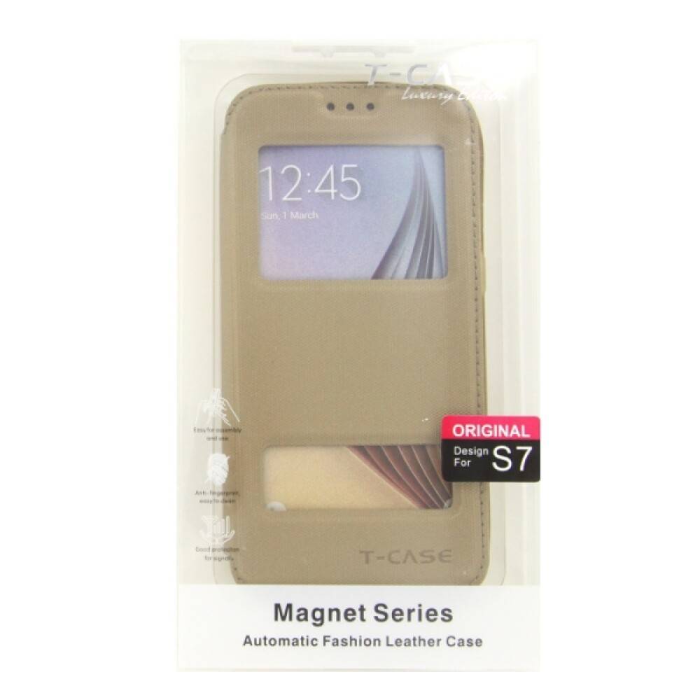 Lux Magnet Flip Handyhülle für Samsung Galaxy S7 Gold