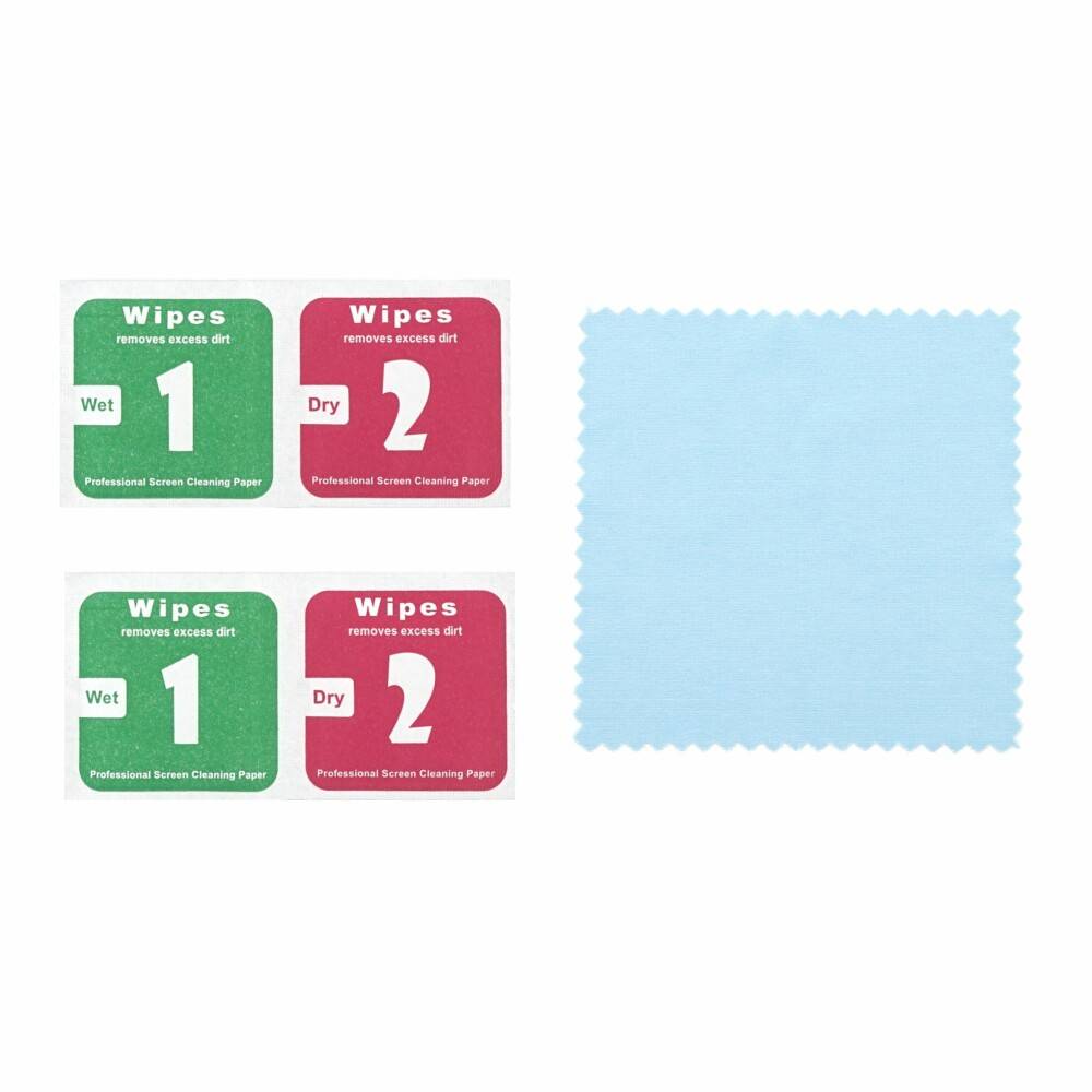 Bildschirm-Reinigungsset mit zwei feuchten Tüchern mit der Bezeichnung 