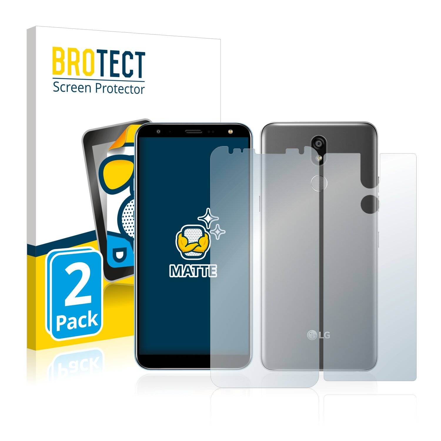 2x BROTECT Matte Displayschutzfolie für LG K40 (Vorder + Rückseite) - Entspiegelt,