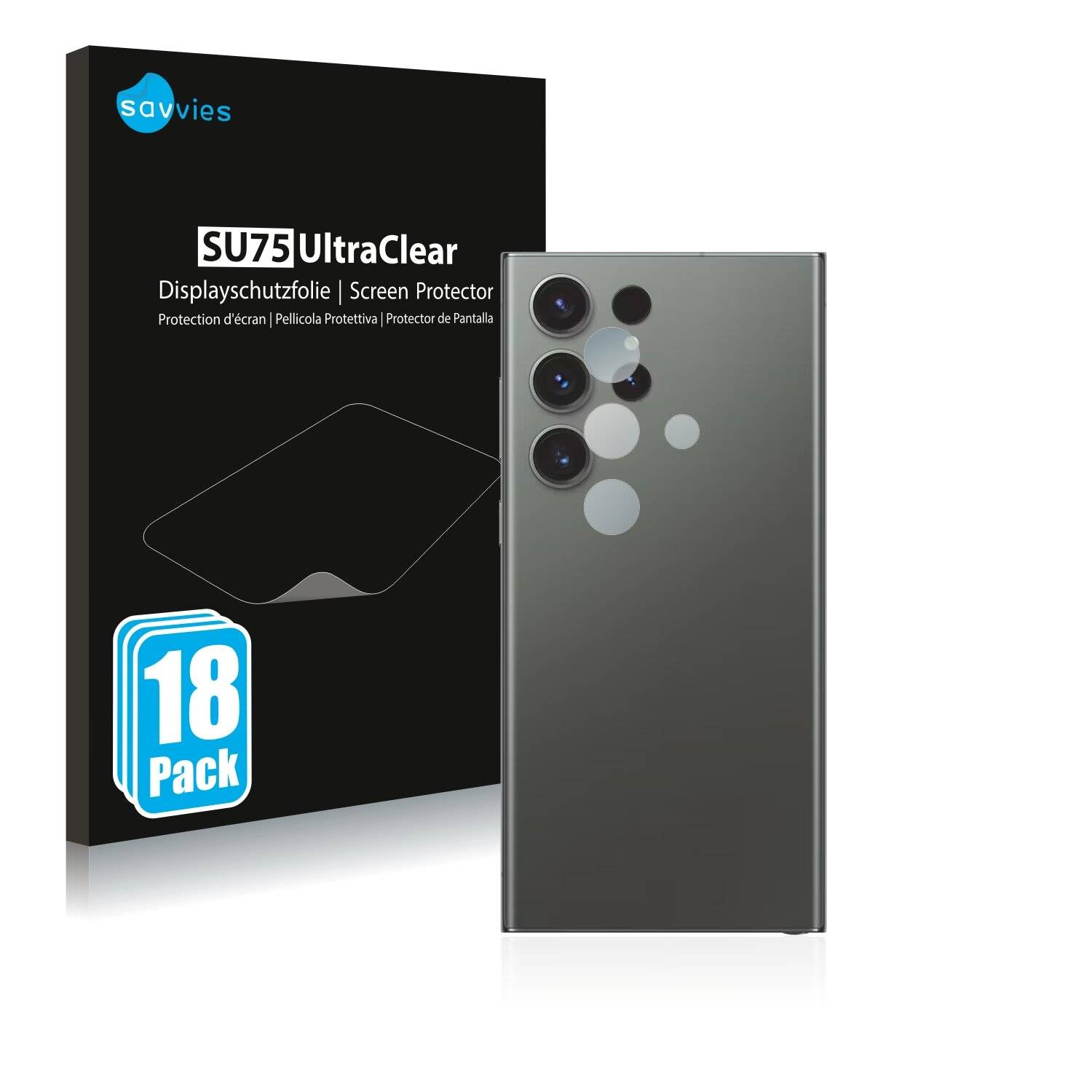 18x Savvies SU75 Displayschutzfolie für Samsung Galaxy S23 Ultra (NUR