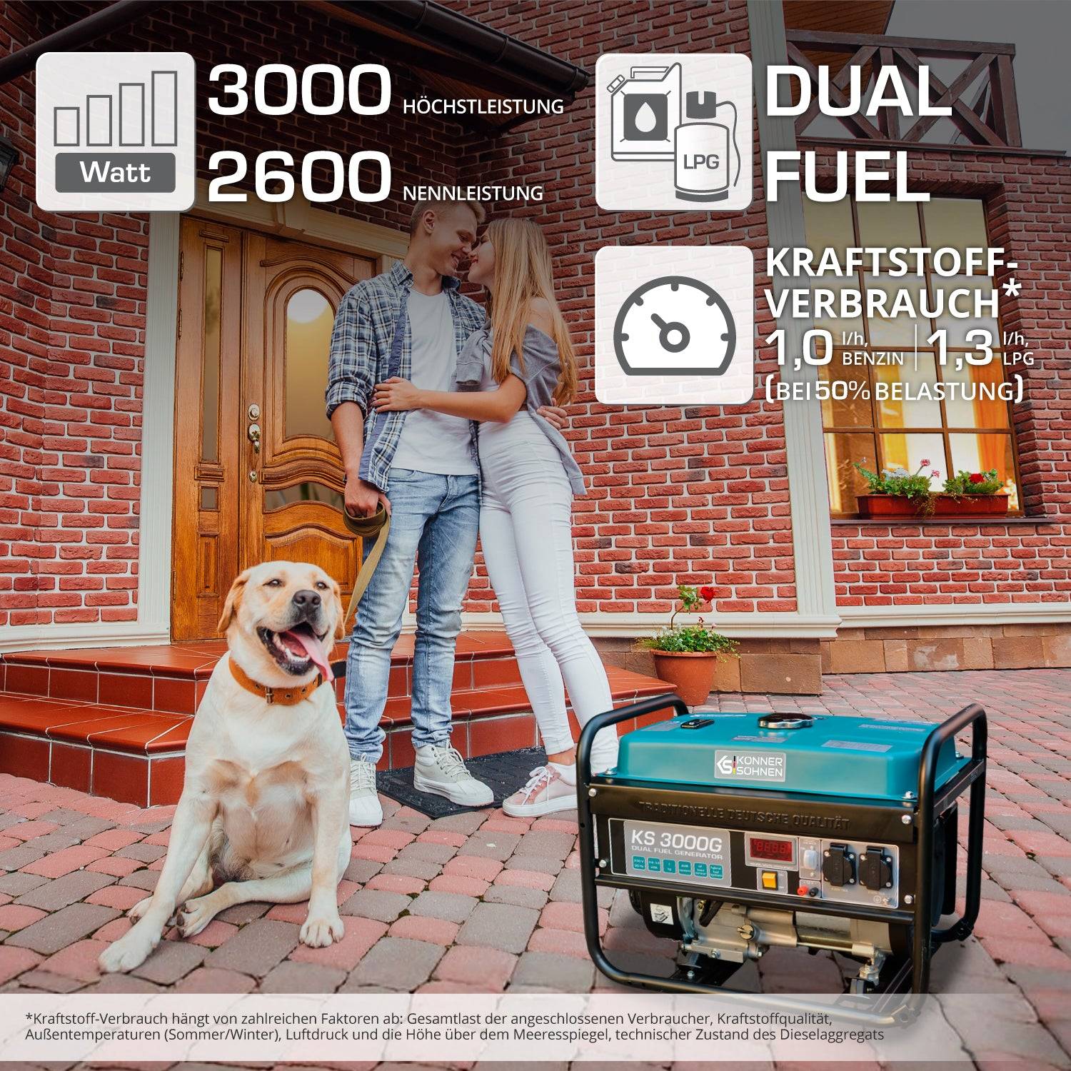 LPG/Benzin-Generator "Könner & Söhnen" KS 3000G