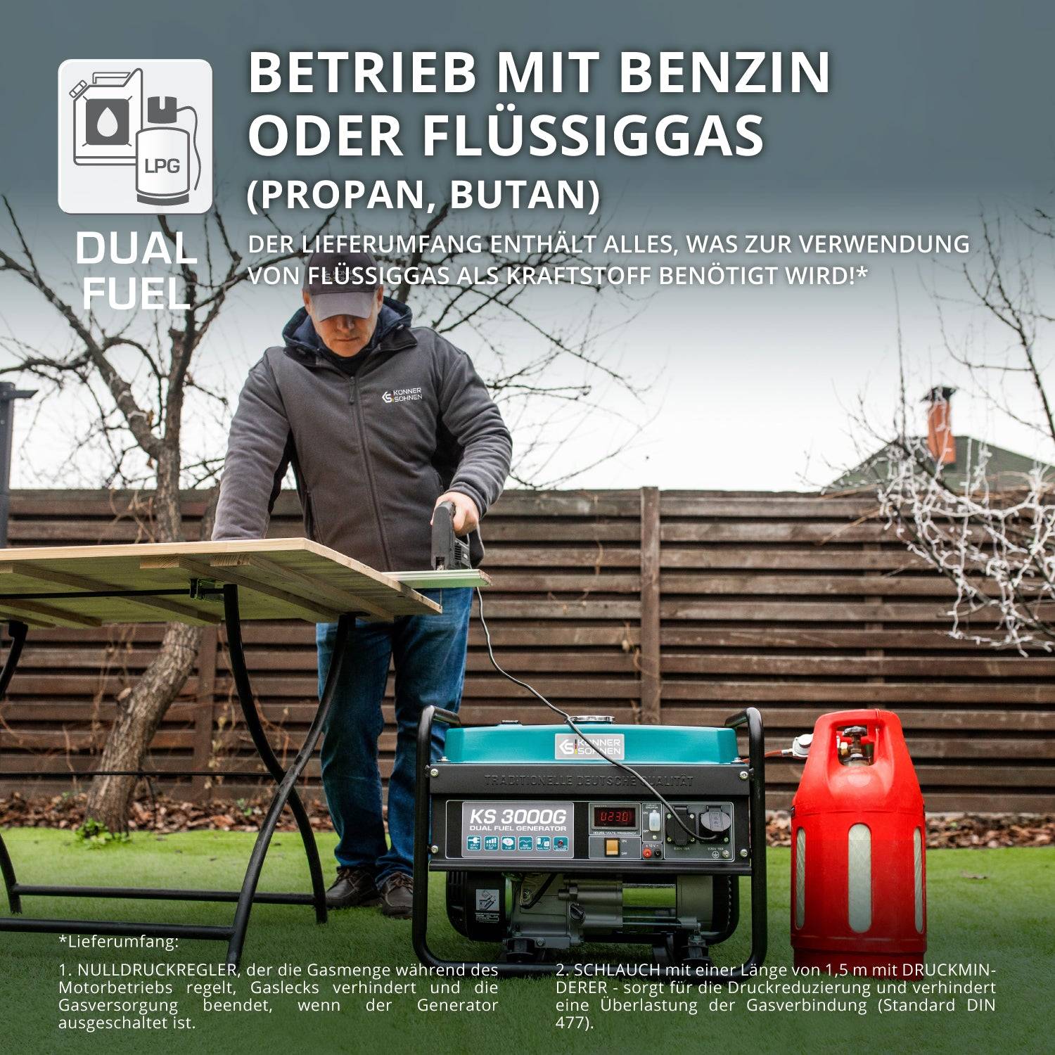 LPG/Benzin-Generator "Könner & Söhnen" KS 3000G