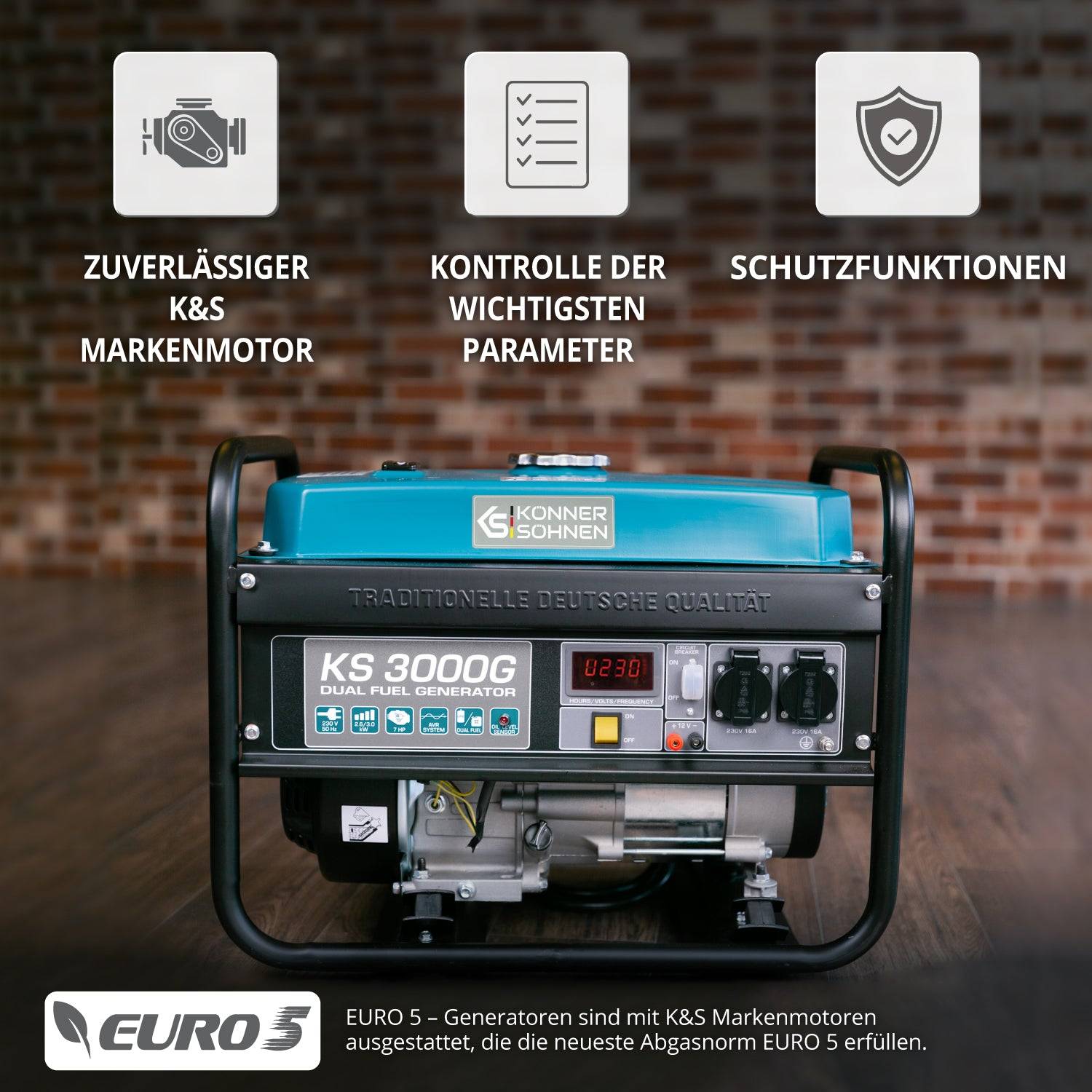 LPG/Benzin-Generator "Könner & Söhnen" KS 3000G