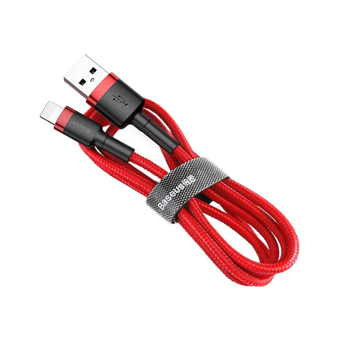 Baseus Cafule Cable durabel Kabel mit Nylon geflochtenes Ladekabel USB / Lightning QC3.0 2.4A 0,5M rot (CALKLF-A09)