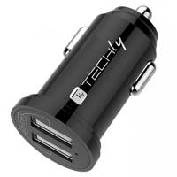 Schwarzer dualer USB-Autoladeadapter mit 