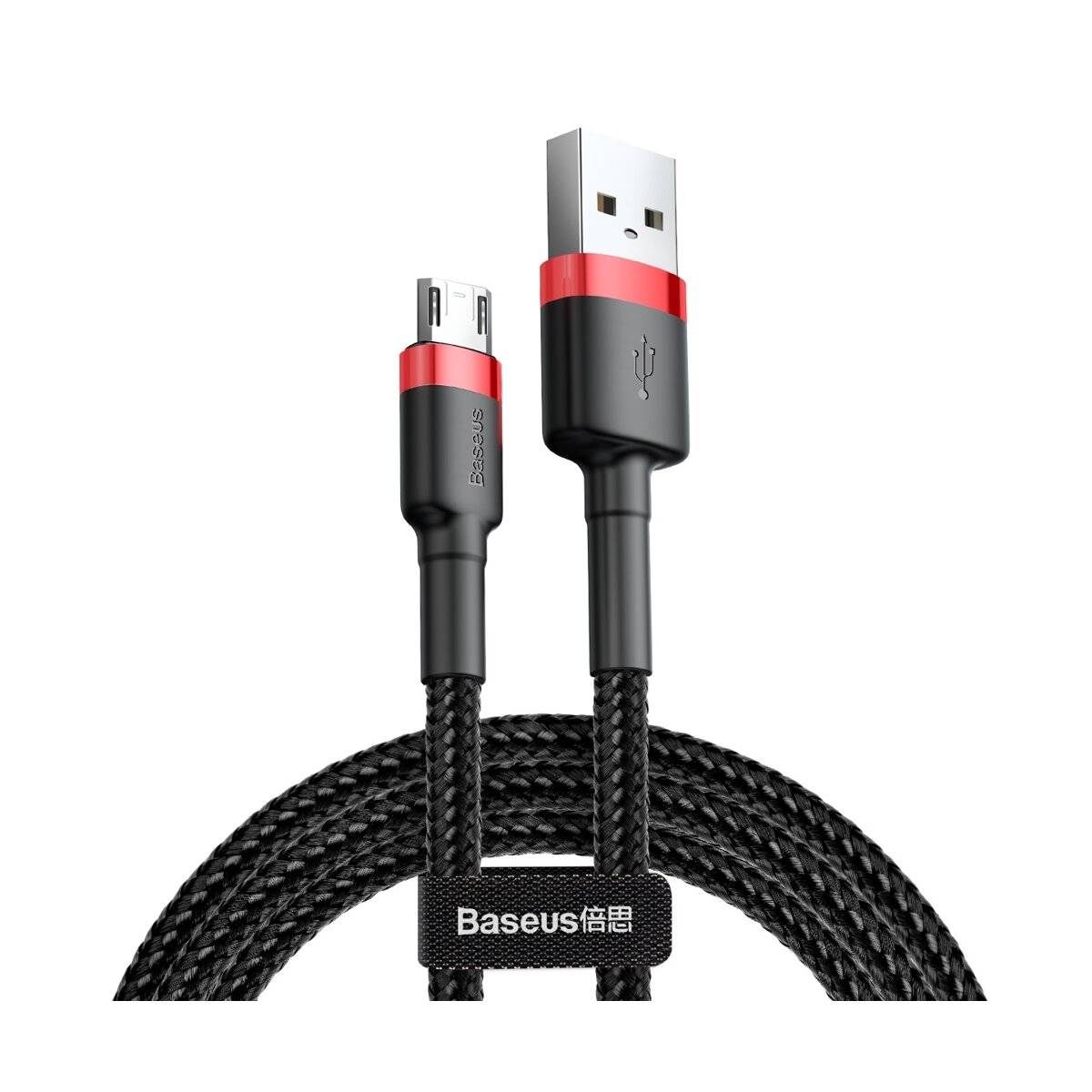 Baseus Cafule Cable durabel Kabel mit Nylon geflochtenes Ladekabel USB / micro USB QC3.0 2.4A 1M schwarz-rot (CAMKLF-B91)