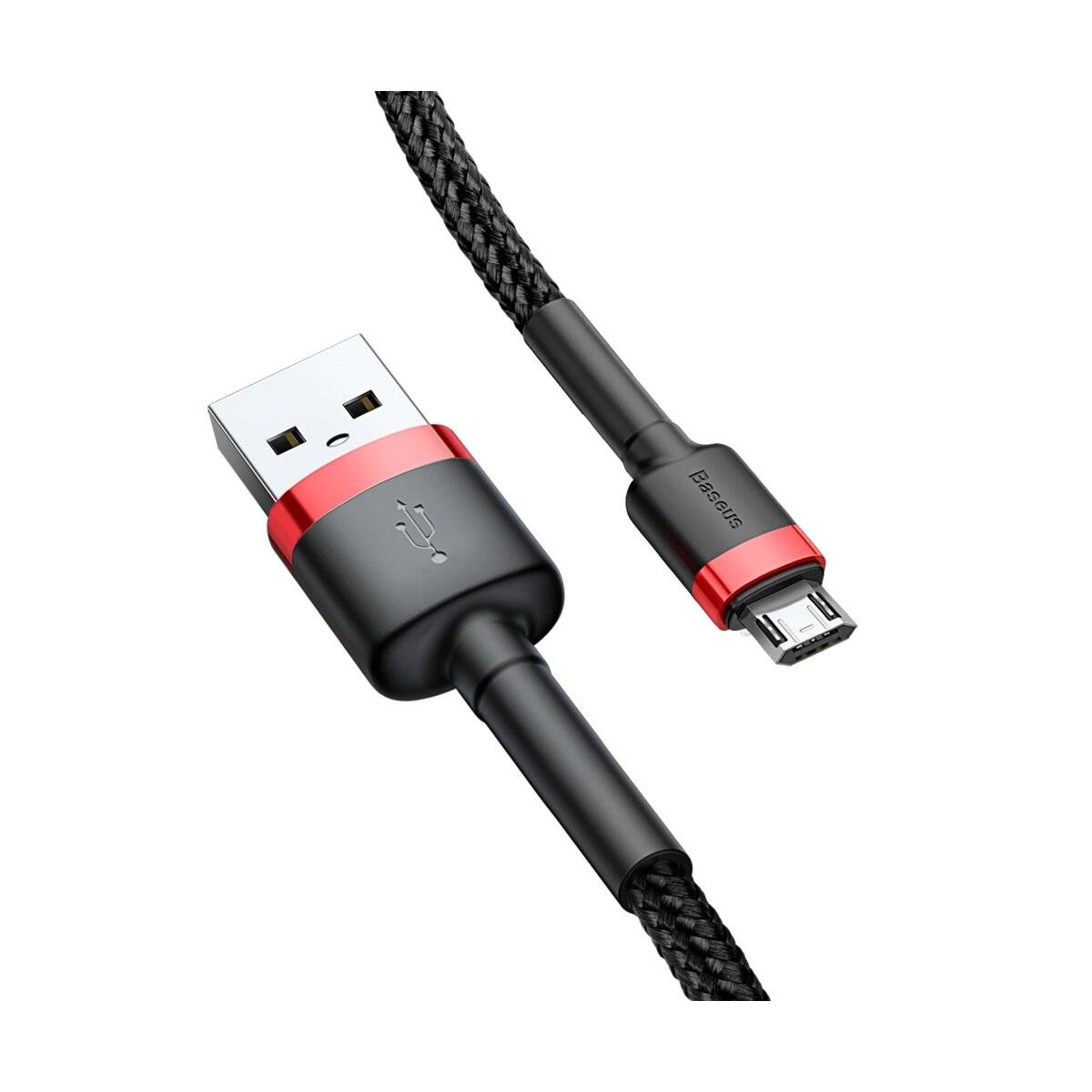 Baseus Cafule Cable durabel Kabel mit Nylon geflochtenes Ladekabel USB / micro USB QC3.0 2.4A 1M schwarz-rot (CAMKLF-B91)