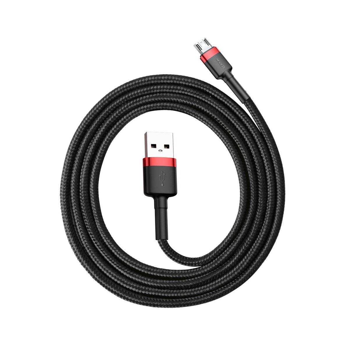Baseus Cafule Cable durabel Kabel mit Nylon geflochtenes Ladekabel USB / micro USB QC3.0 2.4A 1M schwarz-rot (CAMKLF-B91)