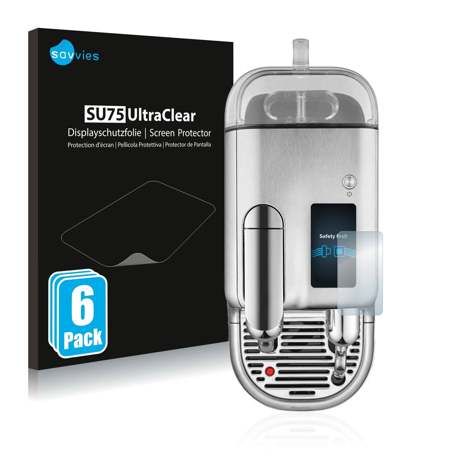 6x Savvies SU75 Displayschutzfolie für Sage Nespresso Creatista