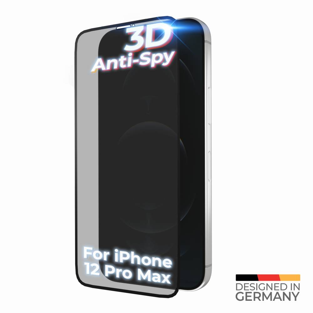 prio 3D Anti-Spy Displayschutzglas für iPhone 12 Pro Max schwarz