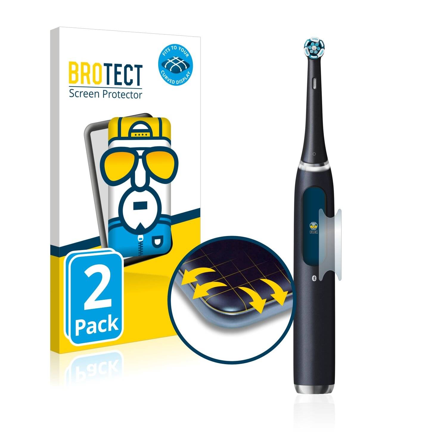 2x BROTECT Flex Full-Cover Displayschutzfolie für Oral-B iO