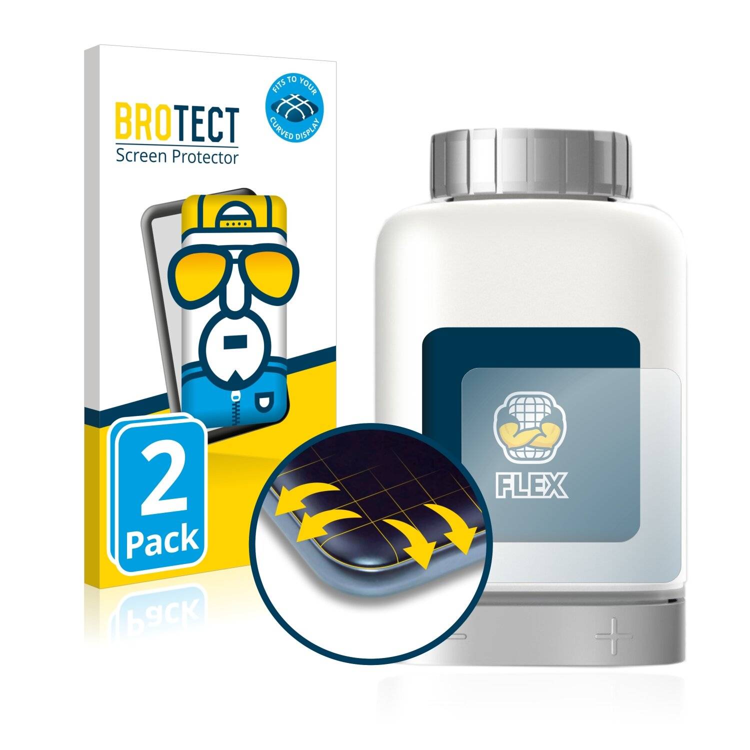 2x BROTECT Flex Full-Cover Displayschutzfolie für Bosch Smart Home Heizkörperthermostat