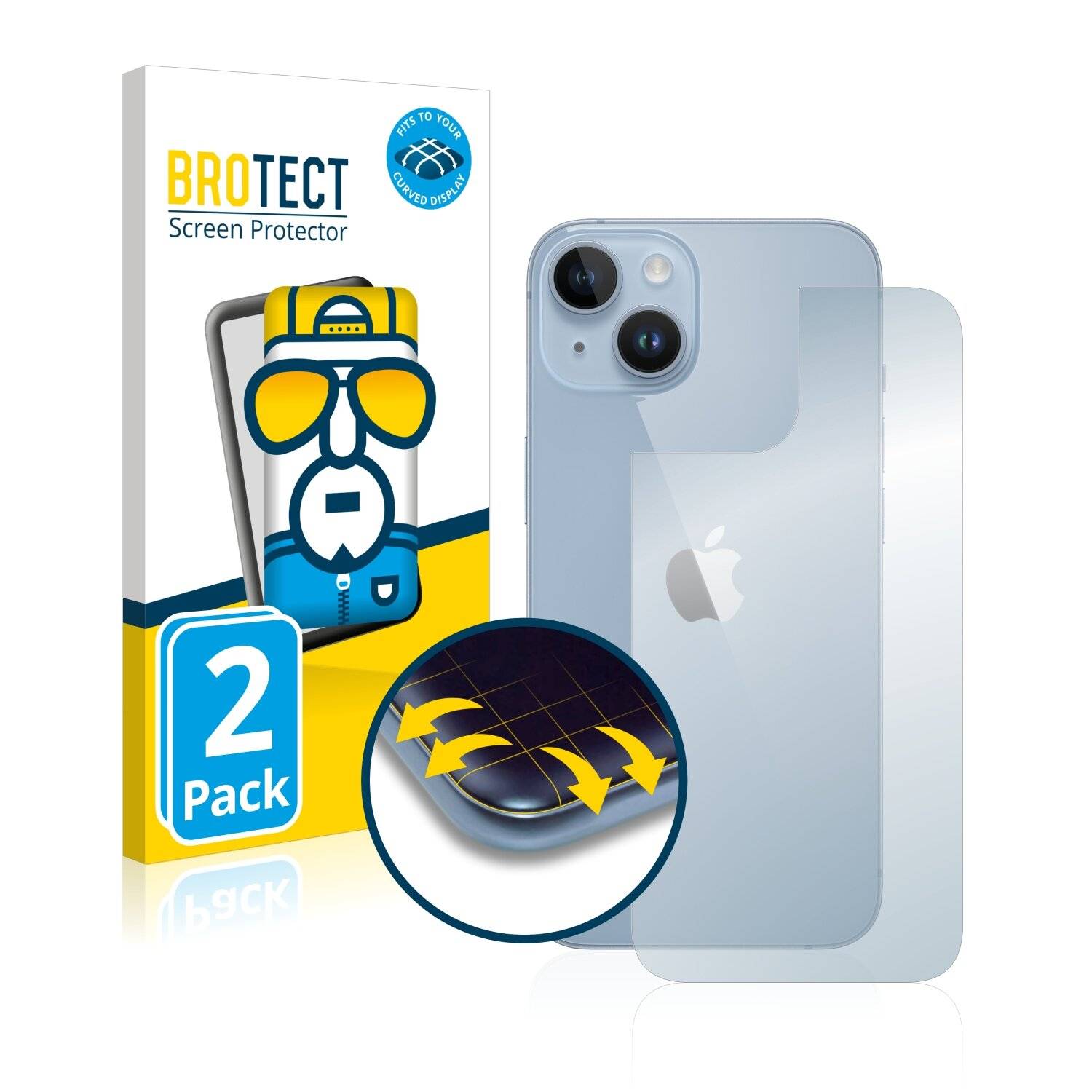 2x BROTECT Flex Full-Cover Displayschutzfolie für Apple iPhone 14