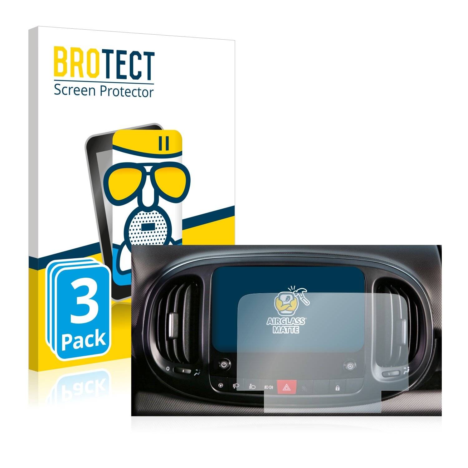 3x BROTECT AirGlass Matte Schutzglas Folie für Fiat 500L 2022 Uconnect
