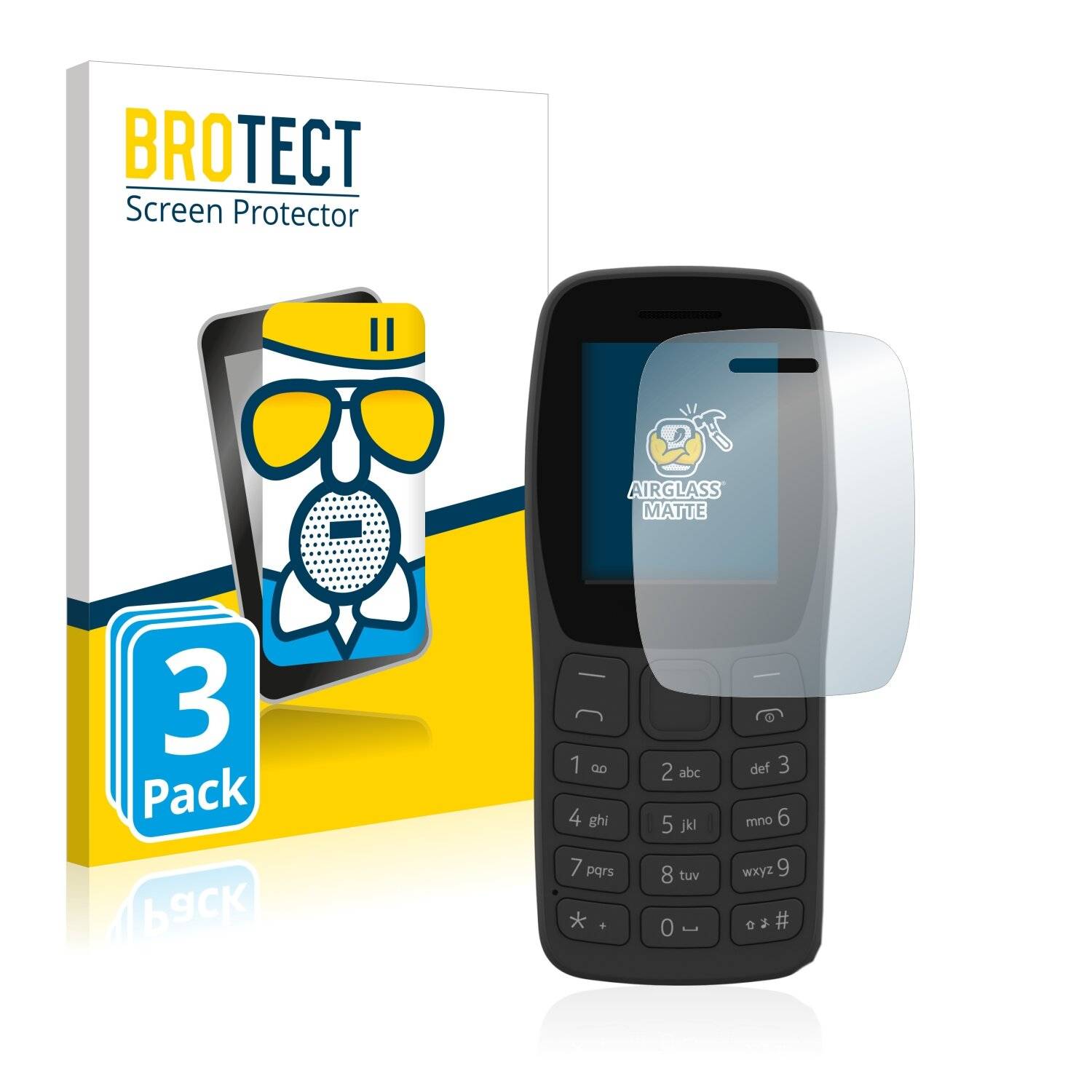 3x BROTECT AirGlass Matte Schutzglas Folie für Nokia 110