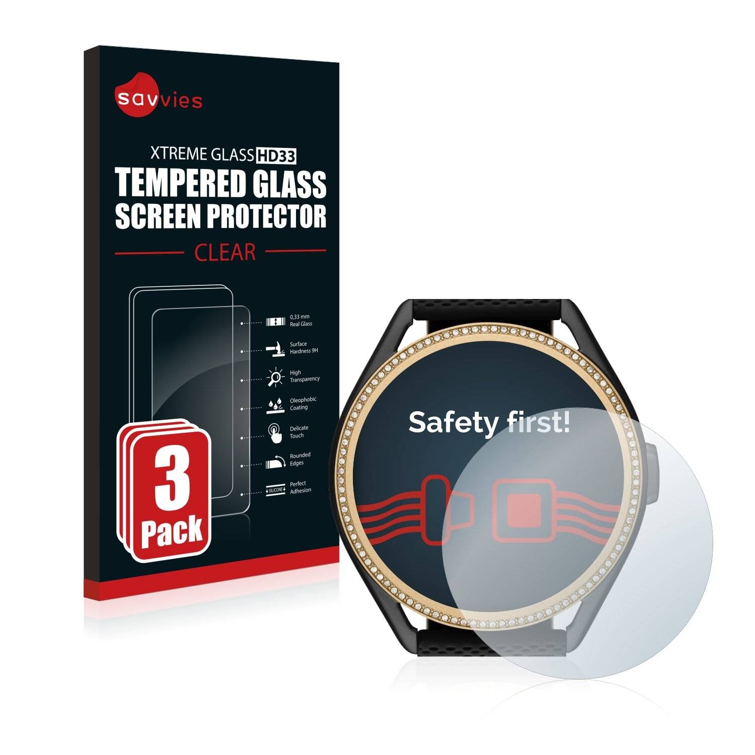 3x Savvies HD33 Clear Schutzglas für Michael Kors Access MKGO Gen 5E MKT