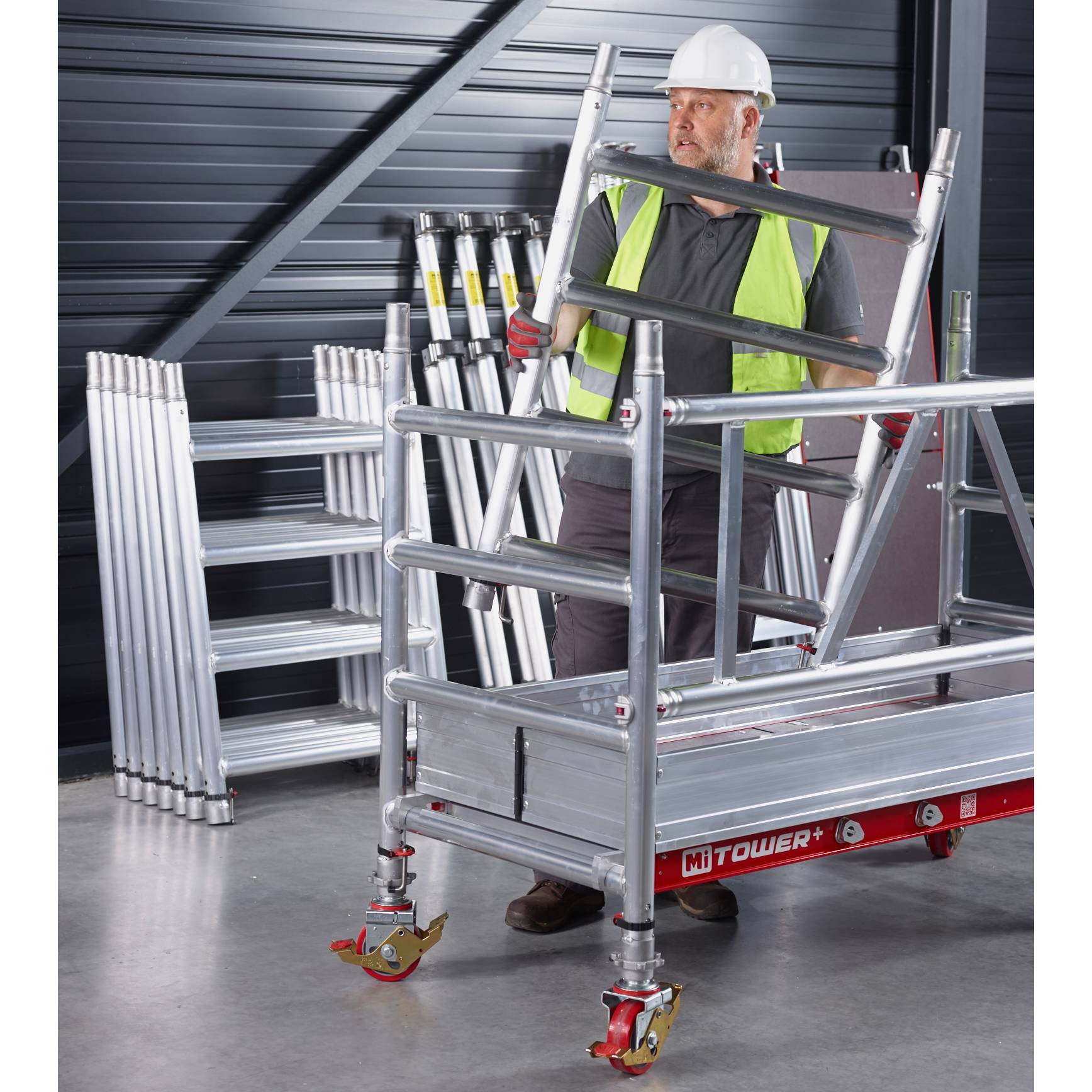 Altrex MiTower PLUS Fahrgerüst 1-Person-Aufbau Aluminium mit breiter Holz-Plattform 0,75x1,72m 5,20m AH