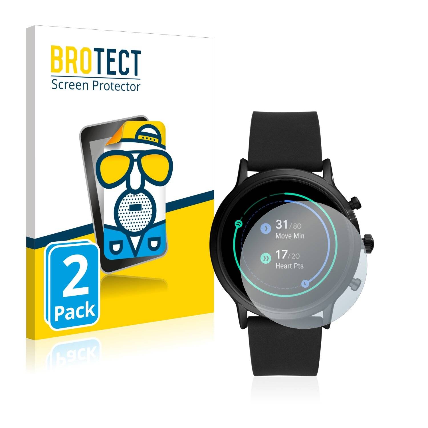 2x BROTECT Matte Displayschutzfolie für Fossil The Carlyle HR (5.Gen) - Entspiegelt,