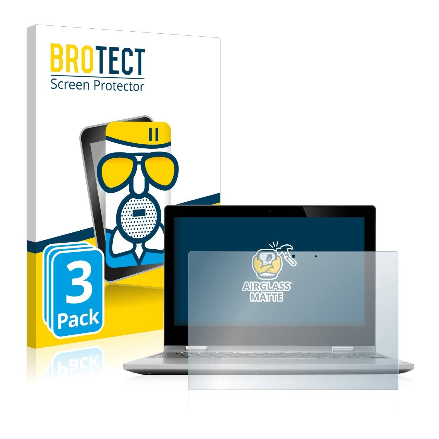 3x BROTECT AirGlass Matte Schutzglas Folie für Lenovo Chromebook C340