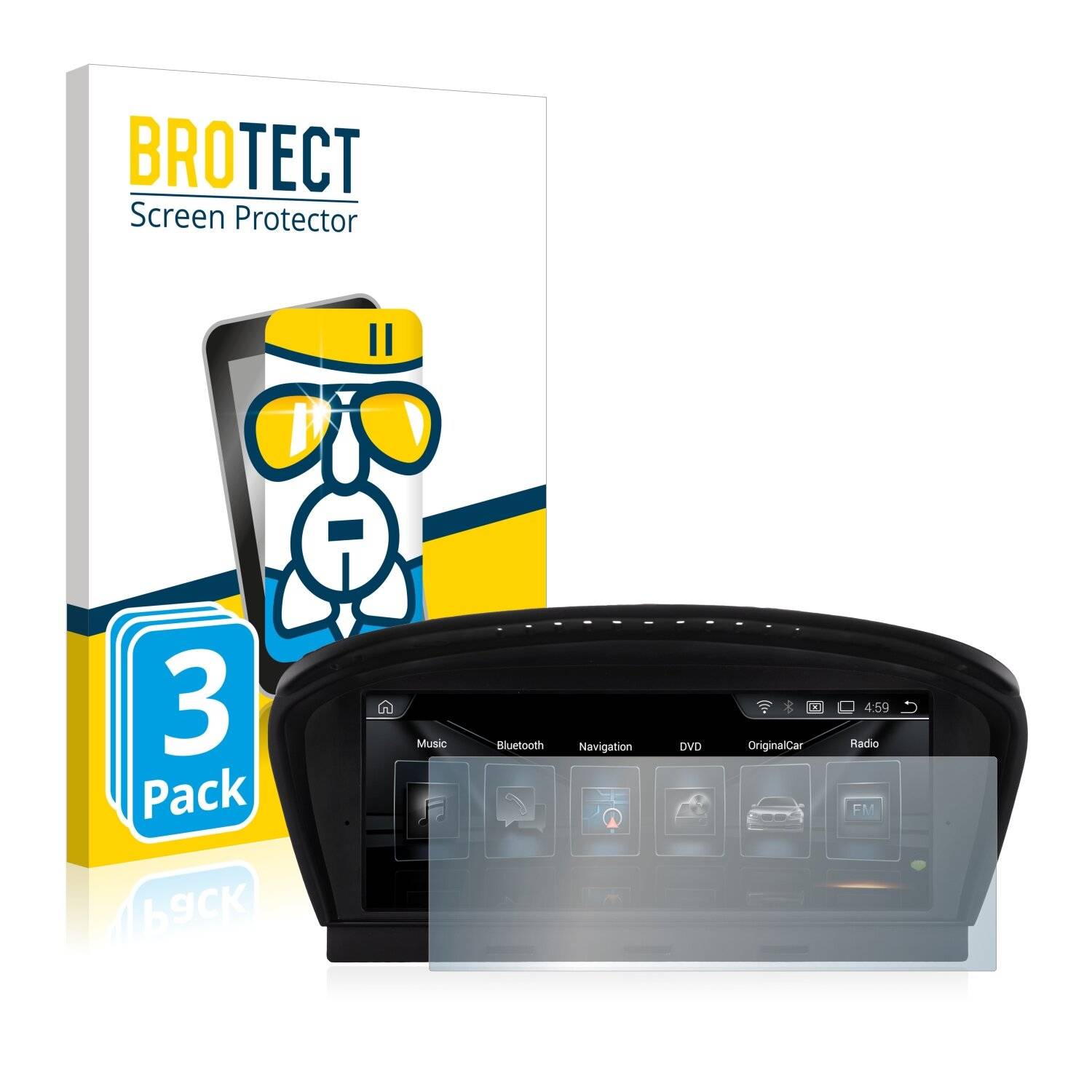 3x BROTECT AirGlass Schutzglas Folie für BMW 1 E87 2004-2007 iDrive Infotainment System 8.8