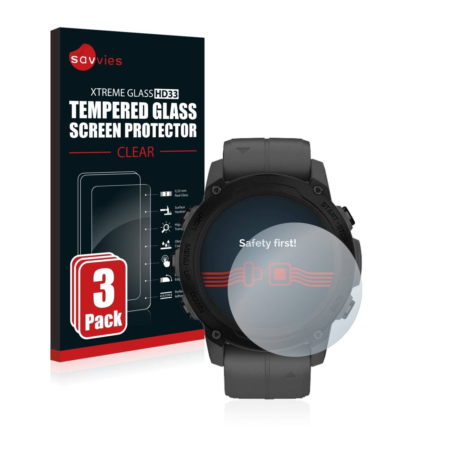 3x Savvies HD33 Clear Schutzglas für Garmin Descent