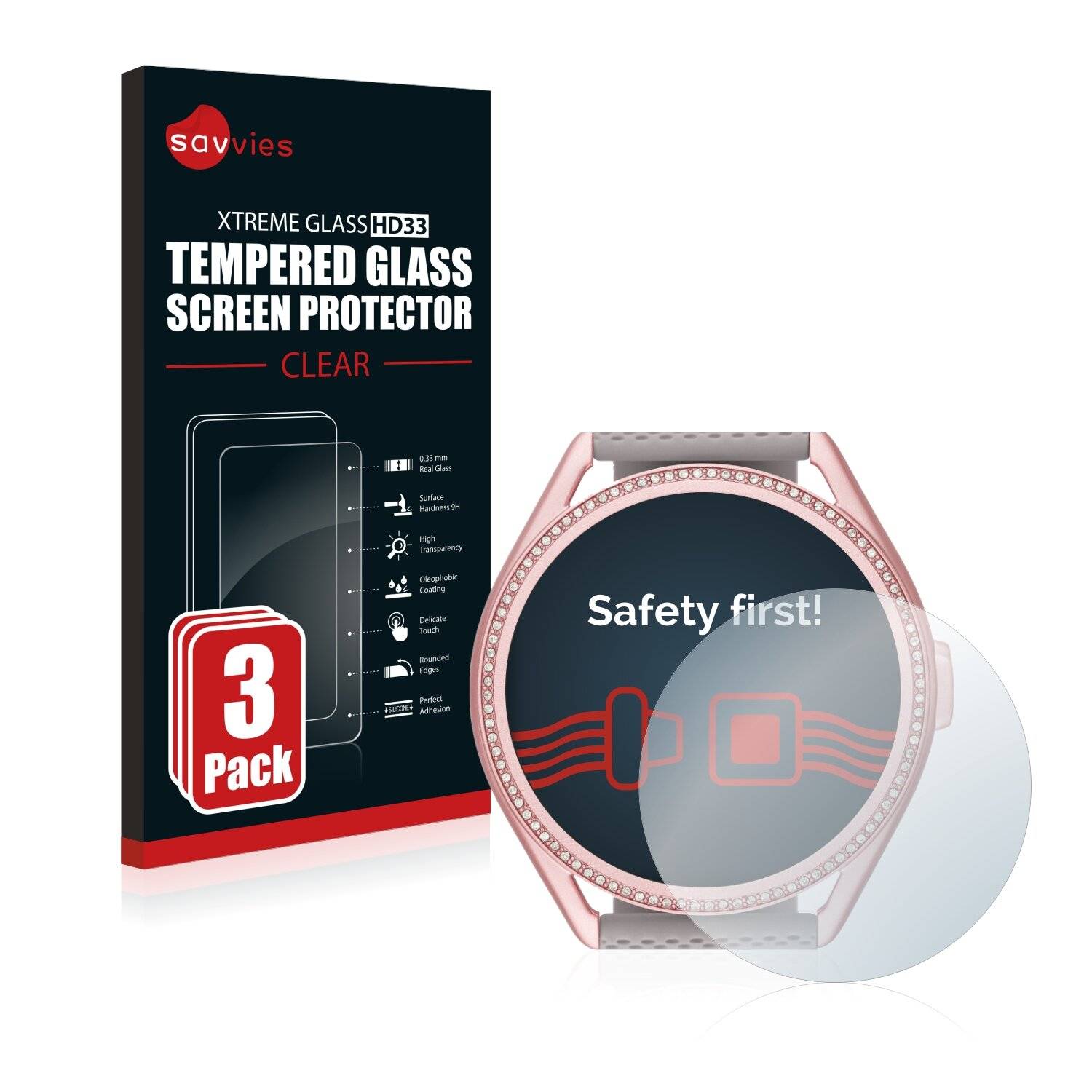 3x Savvies HD33 Clear Schutzglas für Michael Kors Access MKGO Gen 5E MKT