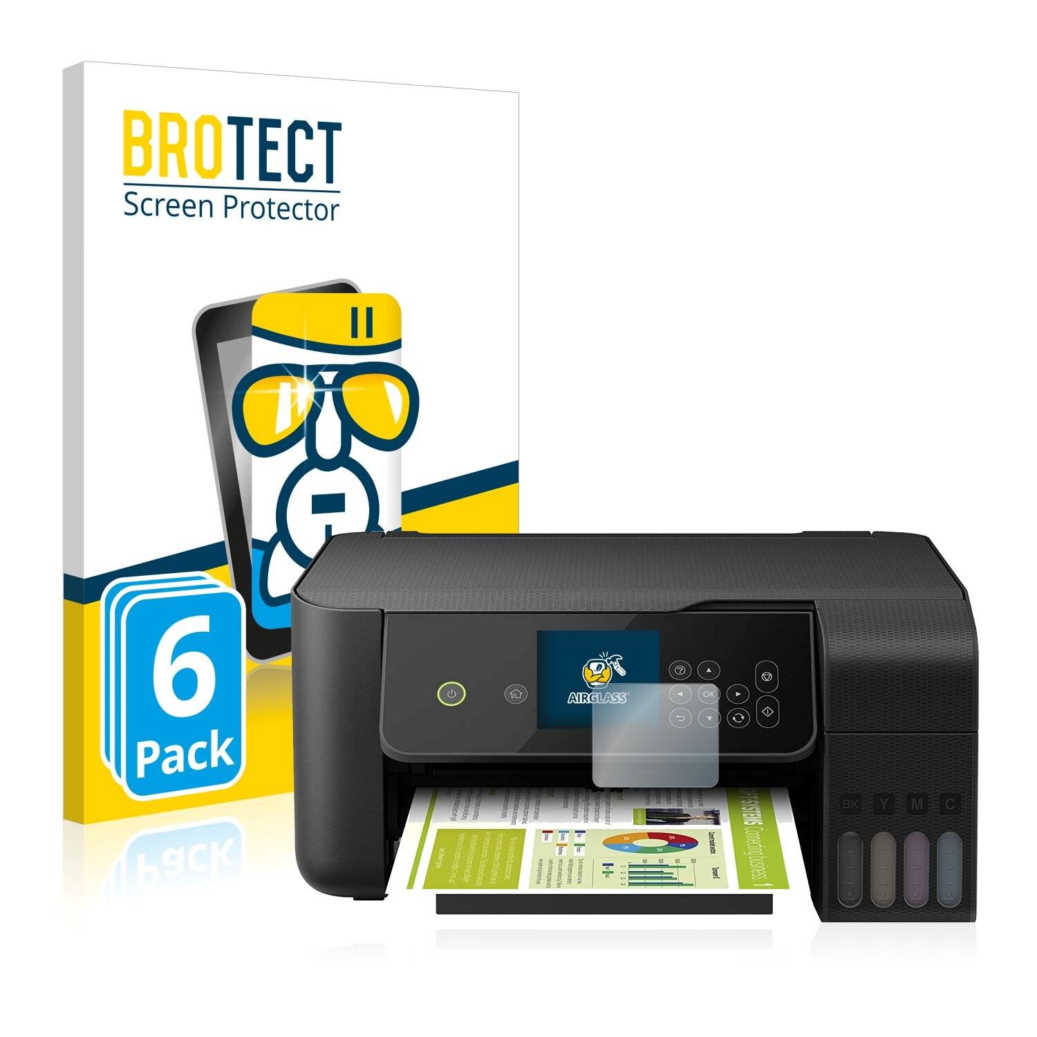 6x BROTECT AirGlass Schutzglas Folie für Epson EcoTank