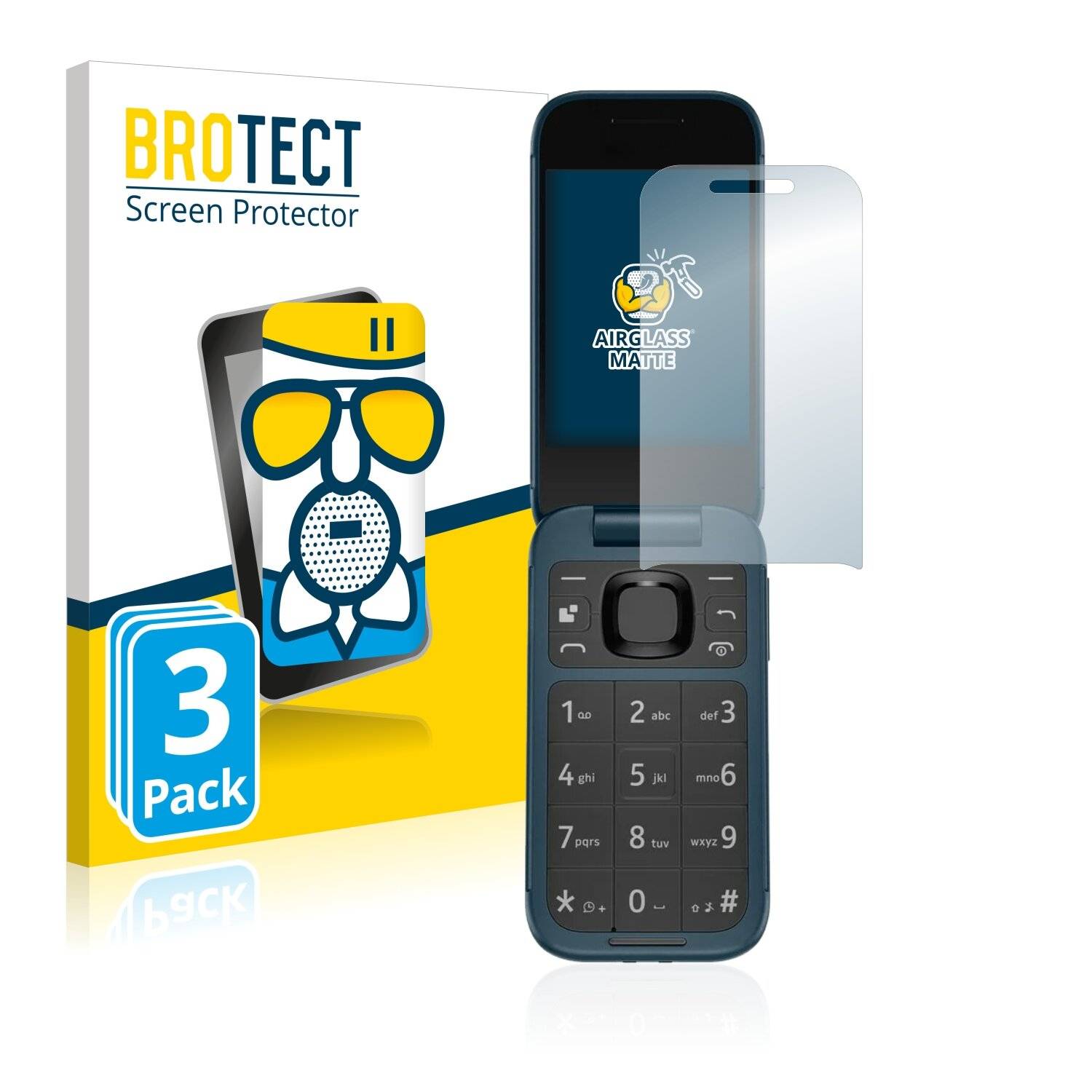 3x BROTECT AirGlass Matte Schutzglas Folie für Nokia 2660