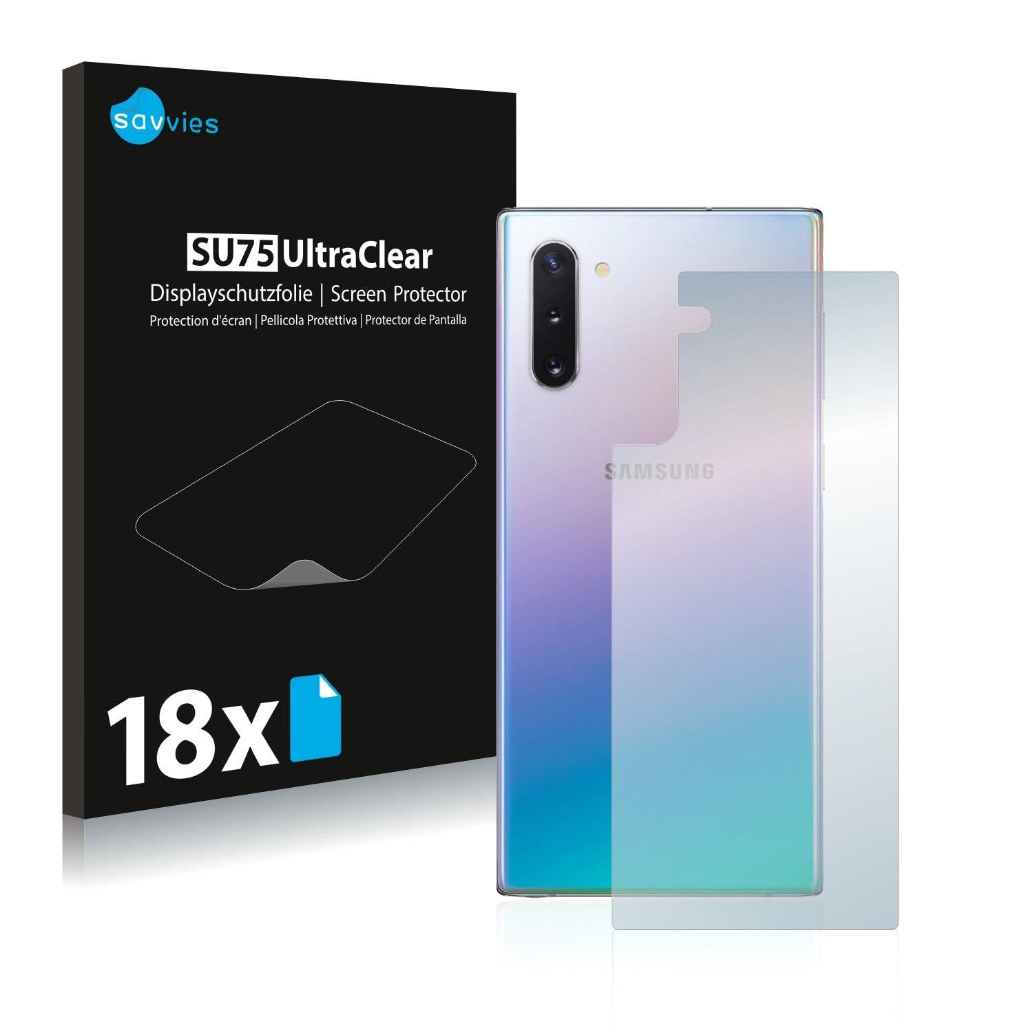 18x Savvies SU75 Displayschutzfolie für Samsung Galaxy Note 10