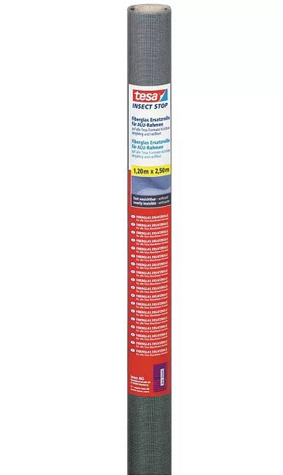 tesa Fliegengitter Ersatzrolle, Fieberglasgewebe, anthrazit, 1,2m x 2,5m