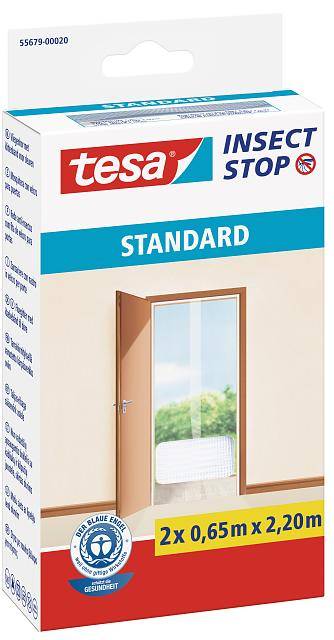 tesa Fliegengitter für Türen Standard, anthrazit, durchsichtig, 2 x 0,65m x 2,2m