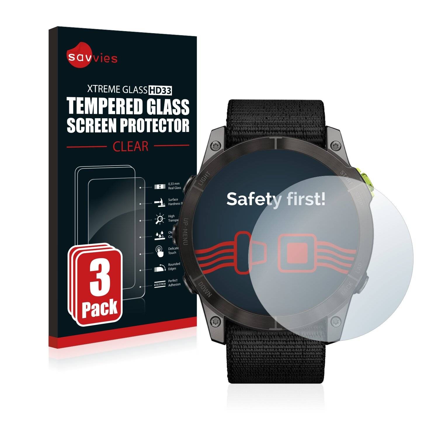 3x Savvies HD33 Clear Schutzglas für Garmin Enduro