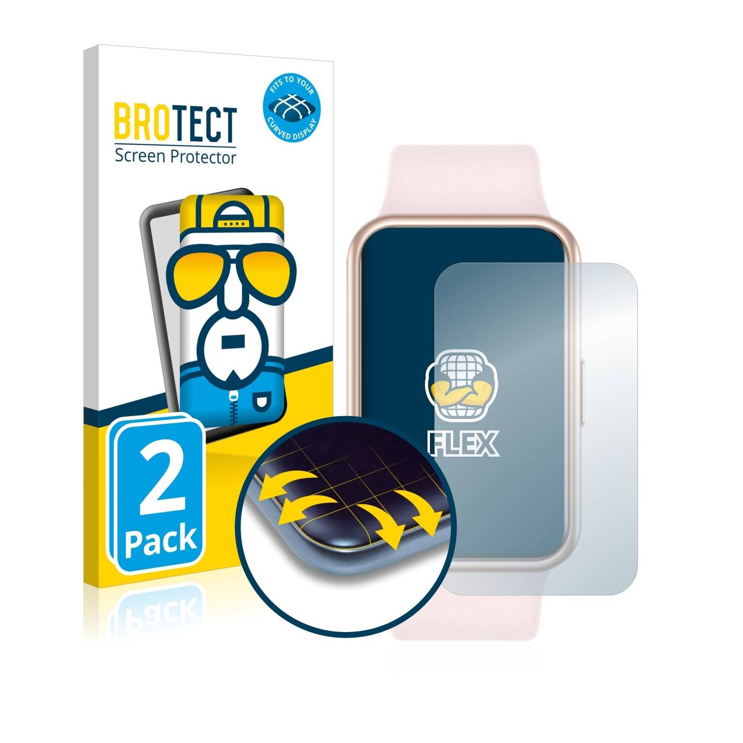 2x BROTECT Flex Full-Cover Displayschutzfolie für Huawei Watch Fit
