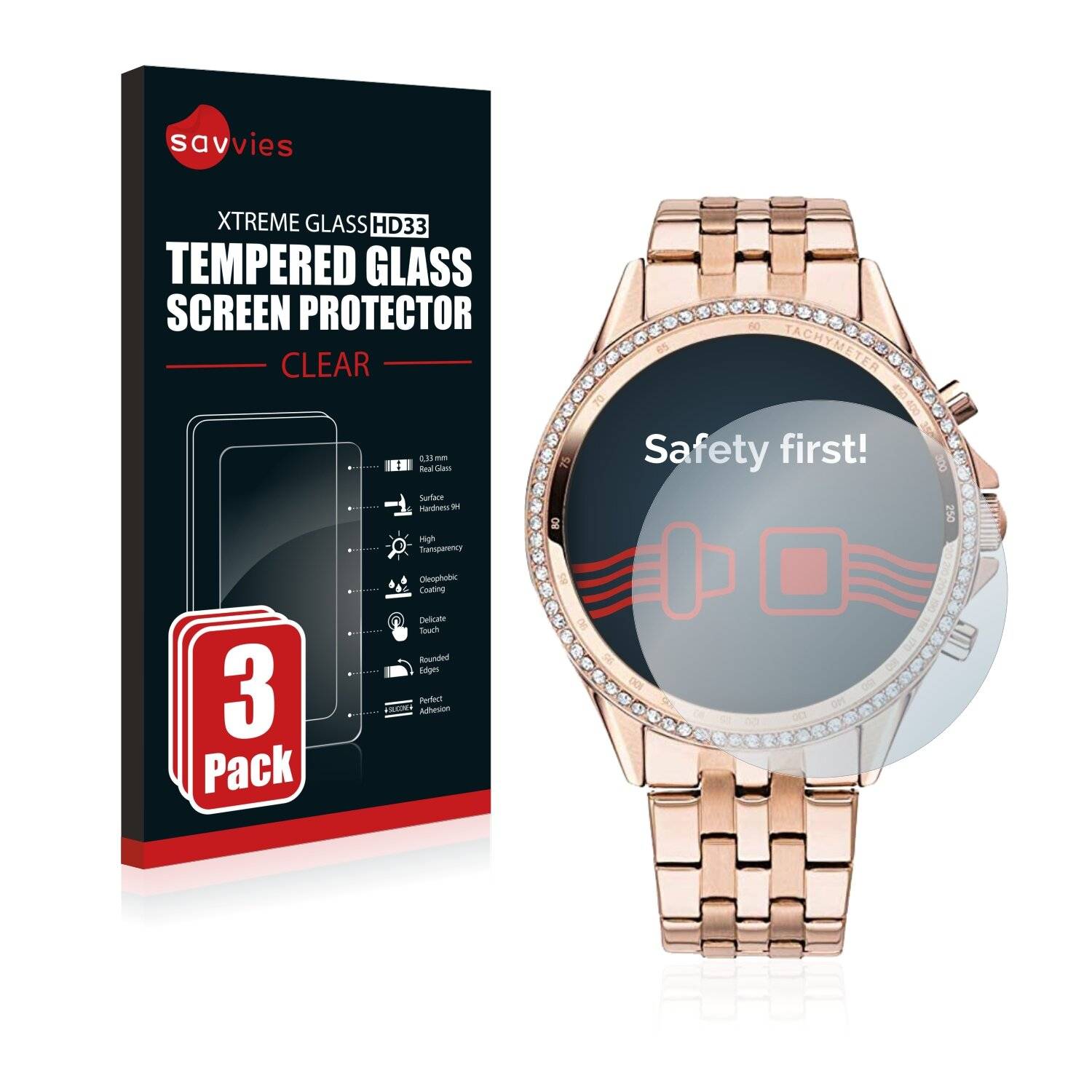 3x Savvies HD33 Clear Schutzglas für Tommy Hilfiger