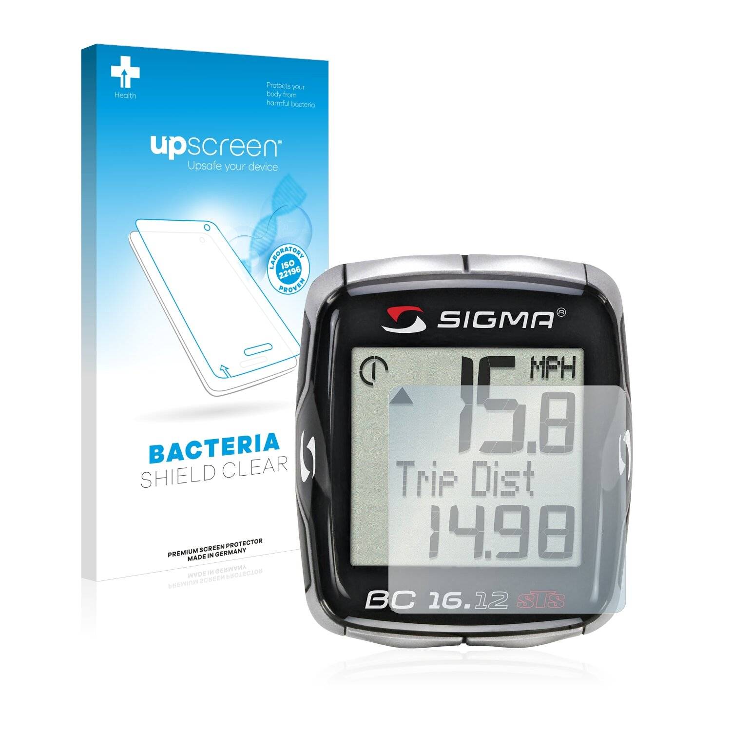 upscreen Bacteria Shield Clear Premium Antibakterielle Displayschutzfolie für Sigma BC 16.12
