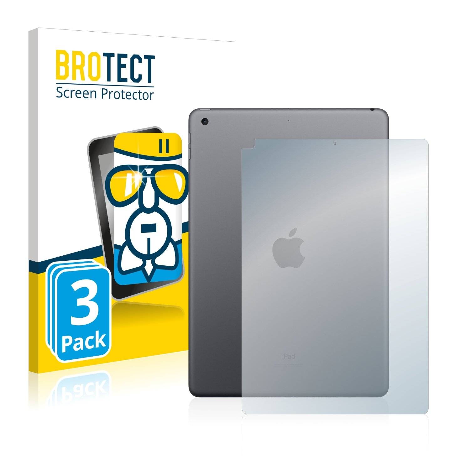 3x BROTECT AirGlass Schutzglas Folie für Apple iPad 10.2 WiFi 2020 (Rückseite, 8.