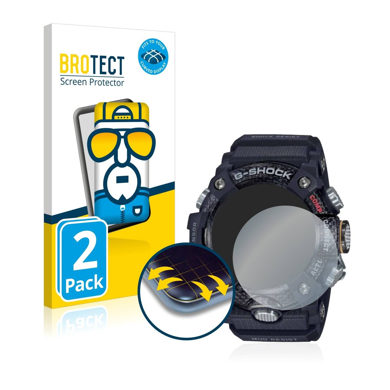 2x BROTECT Flex Full-Cover Displayschutzfolie für Casio G-Shock Mudmaster