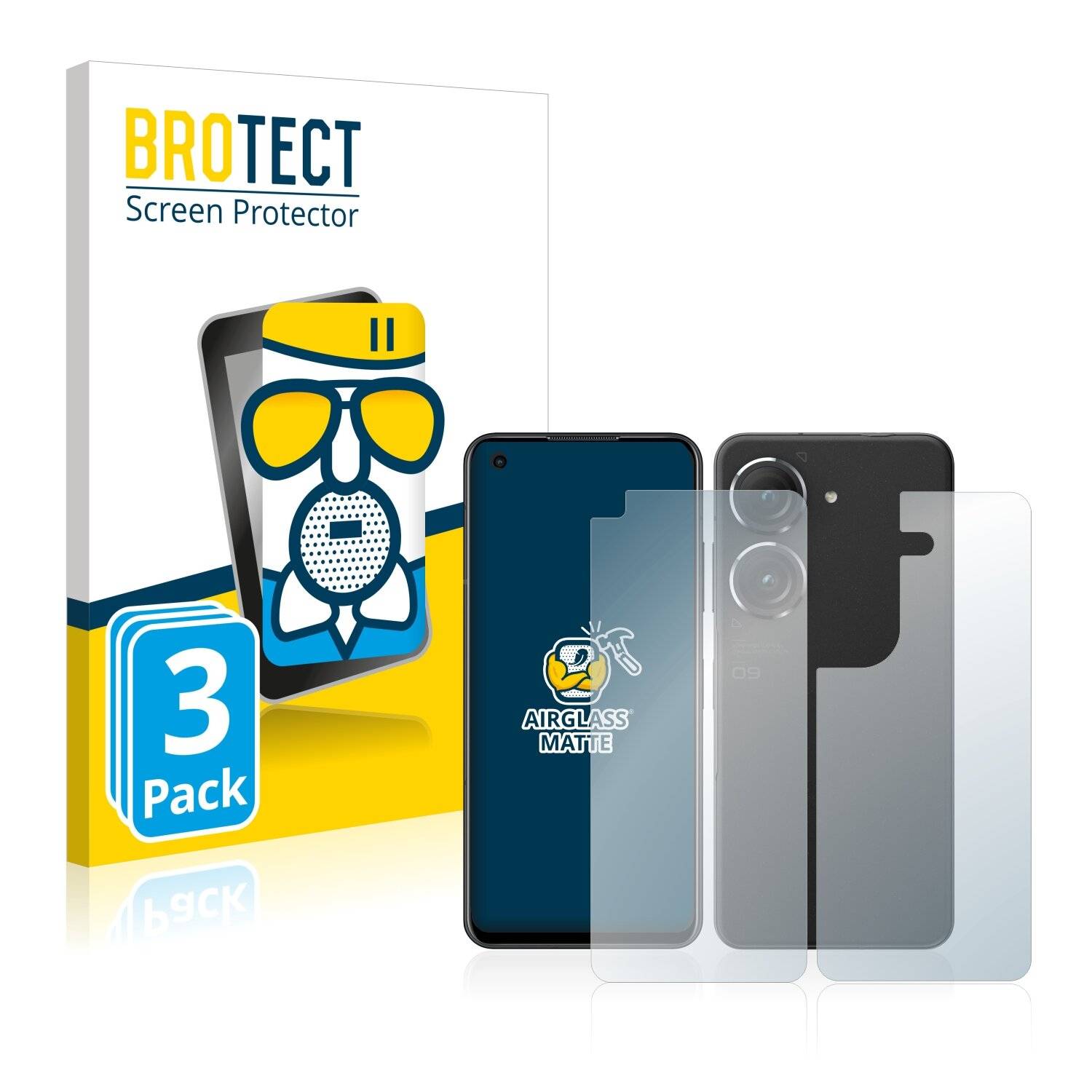 3x BROTECT AirGlass Matte Schutzglas Folie für Asus ZenFone 9