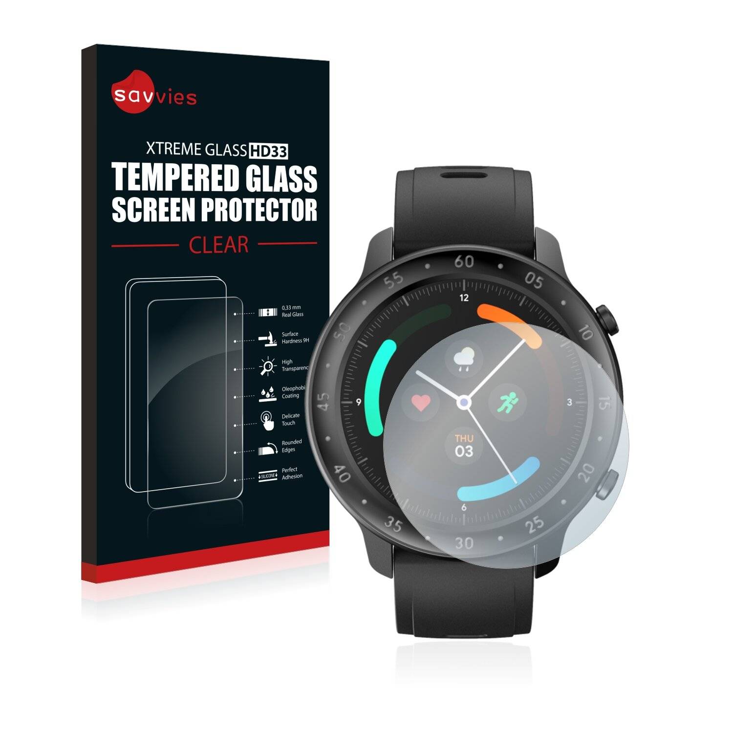 Savvies HD33 Clear Schutzglas für Mobvoi Ticwatch