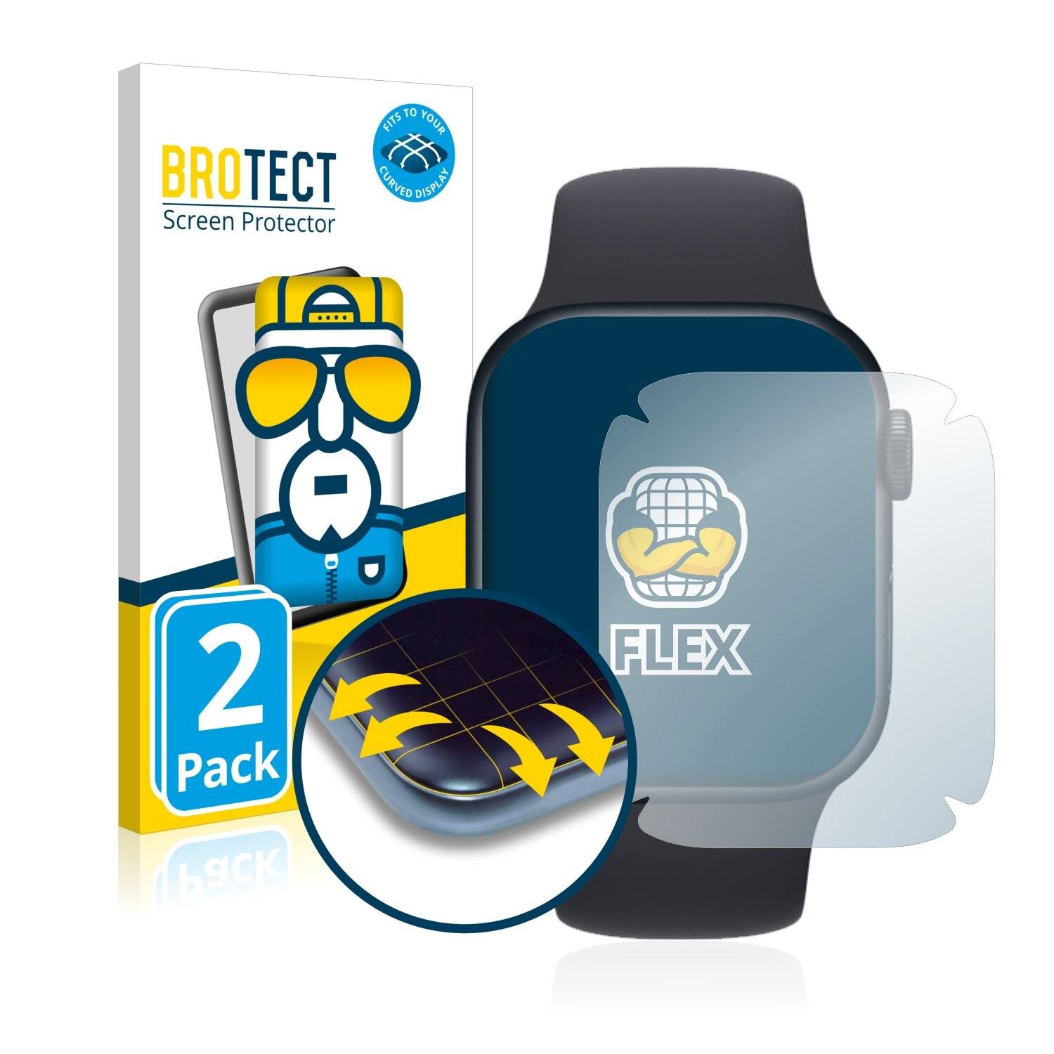 2x BROTECT Flex Full-Cover Displayschutzfolie für Apple Watch Series 8 (41