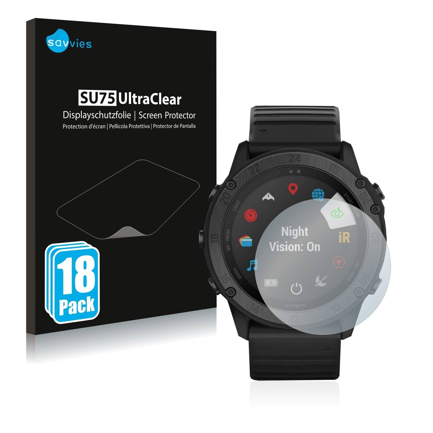 18x Savvies SU75 Displayschutzfolie für Garmin Tactix Delta Solar