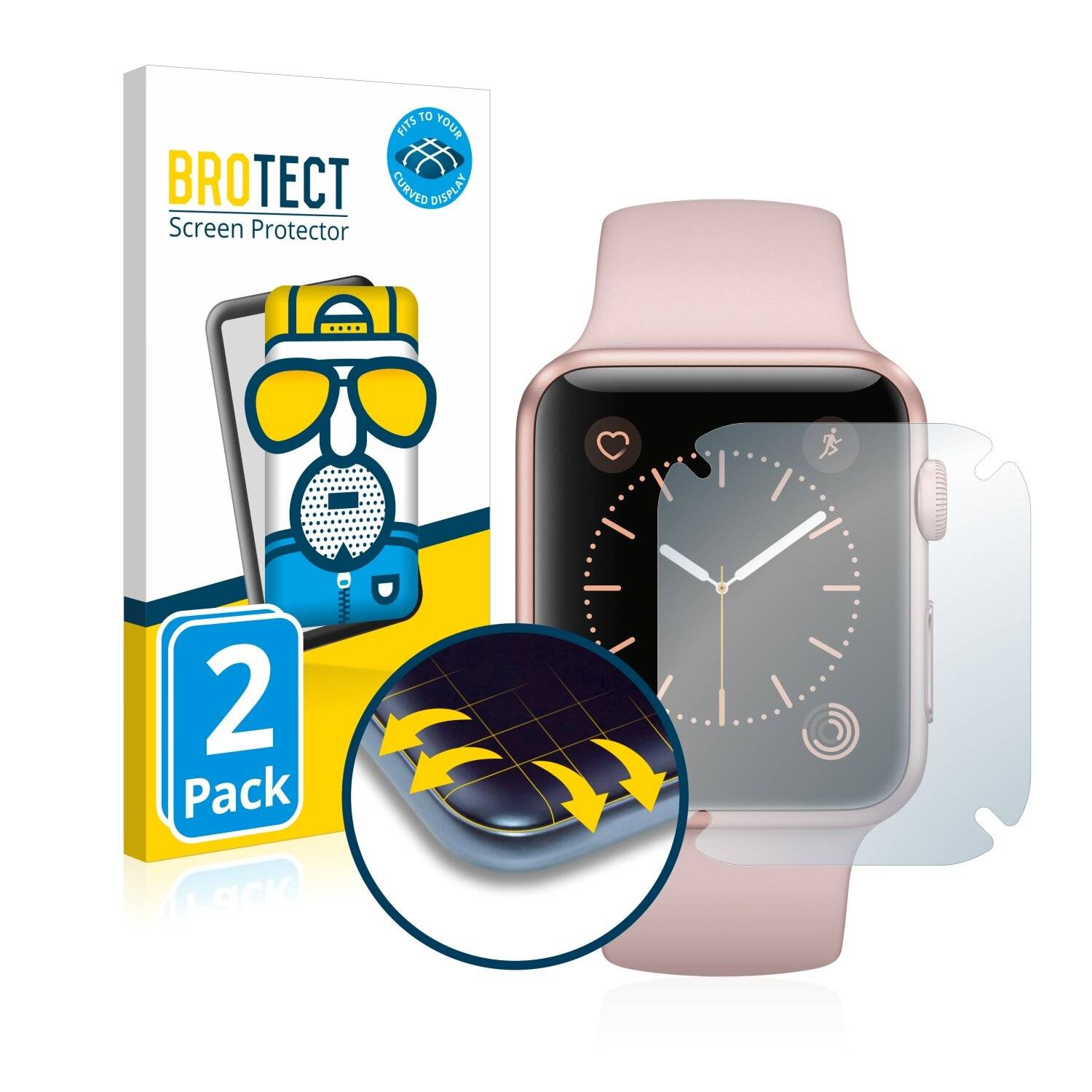 2x BROTECT Flex Matte Full-Cover Displayschutzfolie für Apple Watch Series 1 (42