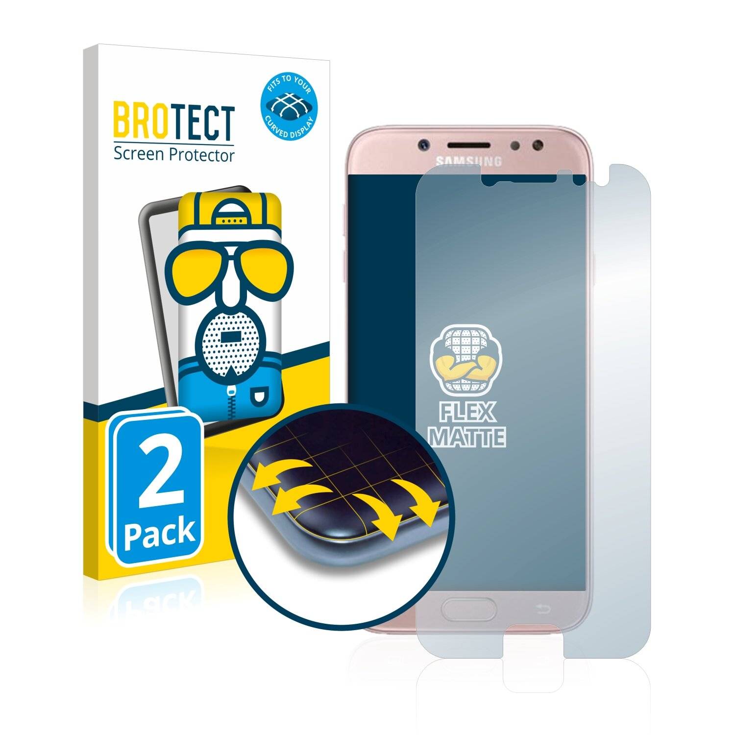 2x BROTECT Flex Matte Full-Cover Displayschutzfolie für Samsung Galaxy J7