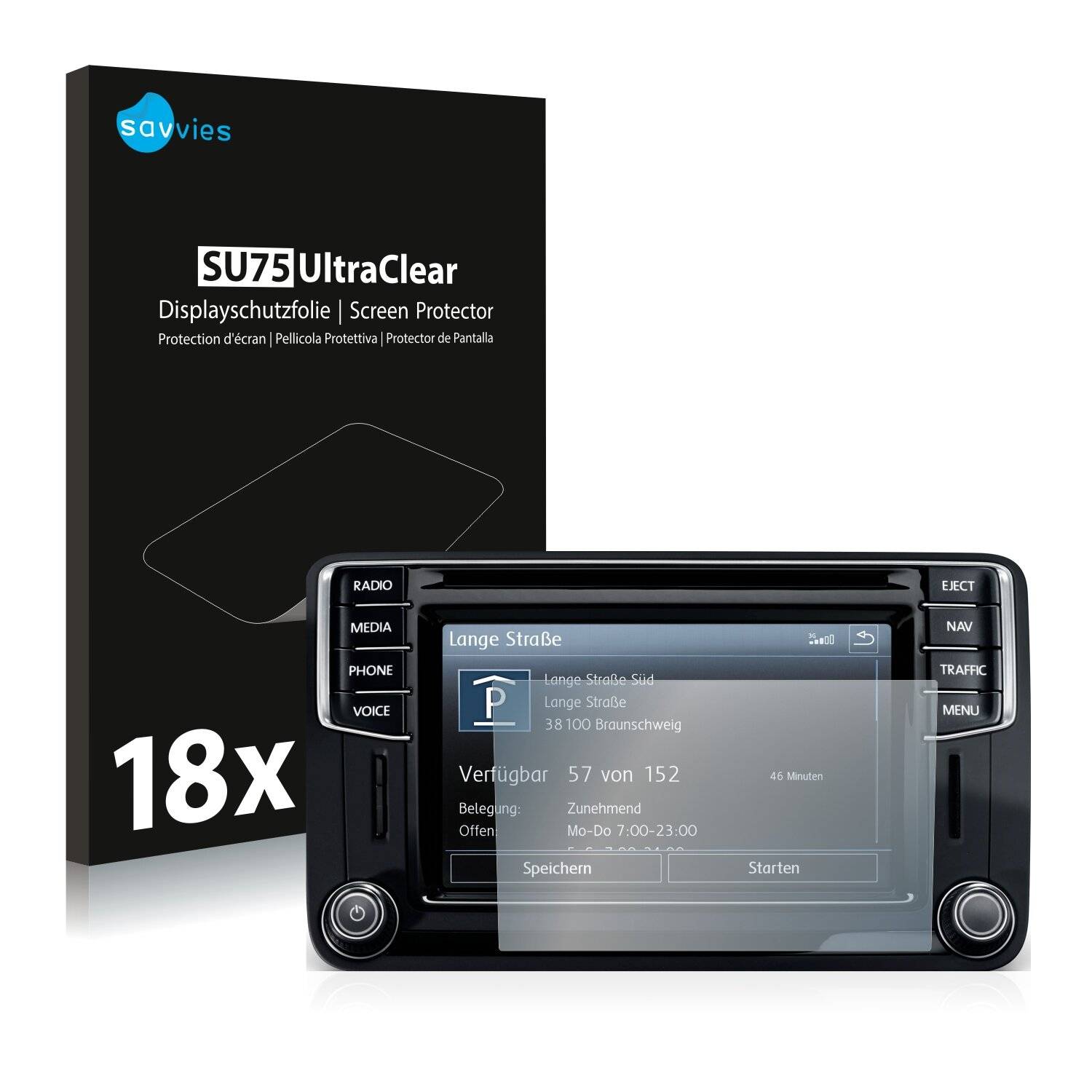 18x Savvies SU75 Displayschutzfolie für Volkswagen California 2015 Discover Media 6.5