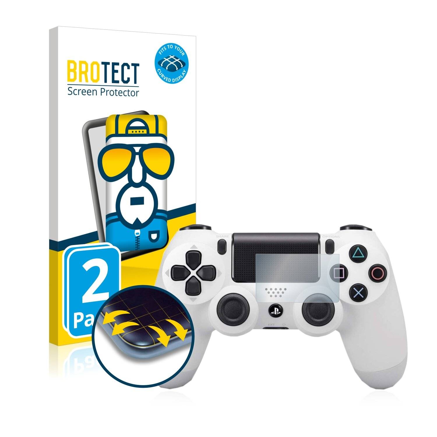 2x BROTECT Flex Full-Cover Displayschutzfolie für Sony Playstation 4 PS4 Dualshock